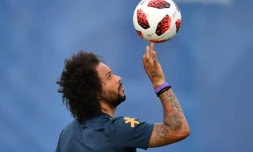 Le défenseur brésilien Marcelo lors d'une séance d'entraînement à Sotchi le 3 juillet 2018