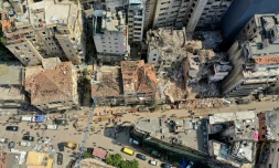 Vue aérienne le 7 août 2020 des quartiers de Beyrouth détruits par l'explosion