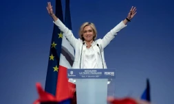 Premier grand discours de Valérie Pécresse, candidate Les Républicains à la présidentielle, devant les cadres de son parti, le 11 décembre 2021 à Paris