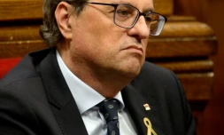 Le président catalan Quim Torra au parlement régional à Barcelone le 2 octobre 2018
