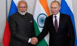 Vladimir Poutine et le Premier ministre indien Narendra Modi lors de la 11e édition du sommet des BRICS, à Brasilia le 13 novembre 2019