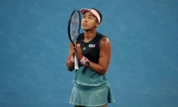 La Japonaise Naomi Osaka après sa victoire face à la Tchèque Karolina Pliskova en demi-finales de l'Open d'Australie, le 24 janvier 2019 à Melbourne