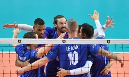 L'équipe de France n'a rien laissé aux Roumains, dominés en trois sets secs à Montpellier, le 12 septembre 2019