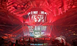 Une vue de la scène des MTV Music Video Awards à New York, le 25 août 2016