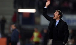 L'entraîneur de Marseille Rudi Garcia donne des instructions lors du match contre Nancy à Marcel-Picot, le 21 avril 2017