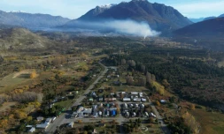 Vue aérienne du village d'Epuyen, dans la province de Chubut, en Argentine, le 9 mai 2026, où une épidémie d'hantavirus a fait 11 morts en 2018-2019