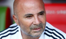 Le sélectionneur de l'Argentine Jorge Sampaoli lors de l'élimination par la France à Kazan en 8e de finale du Mondial le 30 juin 2018