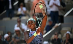 L'Américaine Coco Gauff savoure sa qualification pour la finale de Roland-Garros après son succès contre l'Italienne Martina Trevisan, le 2 juin 2022