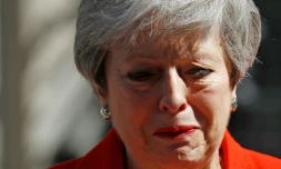 a PremiÚre ministre britannique Theresa May, au bord des larmes, annonce sa démission le 24 mai 2019 à Londres