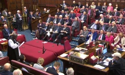 Capture vidéo de la télévision du Parlement britannique lors du vote sur l'amendement au projet de loi sur l'activation du Brexit le 7 mars 2017
