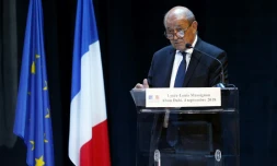 Le chef de la diplomatie française Jean-Yves Le Drian à Abou Dhabi le 4 septembre 2018