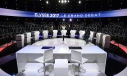 Un plateau à La Plaine-Saint-Denis avant un débat présidentiel, le 4 avril 2017