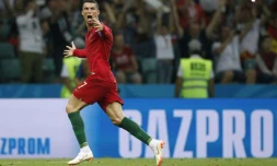 L'attaquant vedette du Portugal Cristiano Ronaldo, auteur d'un triplé face à l'Espagne lors du Mondial, le 15 juin 2018 à Sotchi