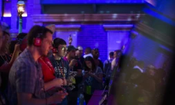 Stand Nintendo à l'ouverture du salon des jeux vidéo E3 à Los Angeles en 2017 