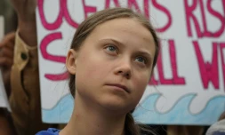 Greta Thunberg lors d'une manifestation, le 6 septembre 2019 devant les Nations unies, Ă New York