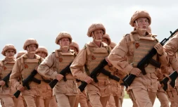 Des soldats russes, sur la base aérienne d'Hmeimim dans la province Latakia au nord-ouest de la Syrie, le 4 mai 2016
