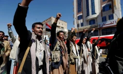 Manifestation à Sanaa, le 13 novembre 2017 appelant à la levée du blocus imposé par la coalition arabe