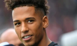 Le PSG mise sur le jeune défenseur allemand Thilo Kehrer, à l'échauffement avant un match de Ligue 1à Guingamp, le 18 août 2018