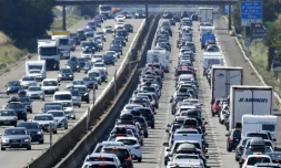 Embouteillages sur l'A7 près de Vienne,  le 4 août 2018 dans le sud-est de la France