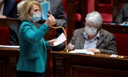 La ministre déléguée chargée de l'autonomie des personnes âgées, Brigitte Bourguignon, le 15 février 2022 à l'Assemblée nationale à Paris