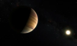 Croquis d'artiste transmis par l'Observatoire européen austral le 20 avril 2015 représente l'exoplanète 51 Pegasi b, qui orbite autour d'une étoile à 50 années lumière de la Terre, dans la constellation de Pegase