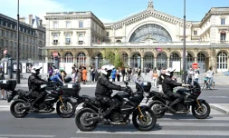 Des membres de la Brav-M, unités de police motorisées, en marge de la marche pour Adama, à Paris, le 8 juillet 2023