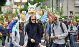 Des manifestants contre l'enfouissement des déchets nucléaires à Bar-le-Duc dans l'est de la France le 16 juin 2018