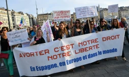 Des femmes manifestent pour le mintien du droit à l'avortement le 28 septembre 2017 à Marseille 