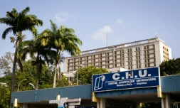 L'entrée du CHU de Pointe-à-Pitre, en Guadeloupe, le 3 novembre 2021