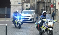 Arrivée du véhicule transportant Nicolas Zepeda au tribunal de Besançon, le 29 mars 2022