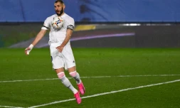 L'attaquant français du Real Madrid, Karim Benzema, lors du match de Liga contre le Real Betis, à Valdebebas, le 24 avril 2021