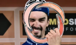 Le Français Julian Alaphilippe après sa victoire dans Milan - Sanremo le 23 mars 2019.