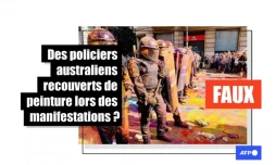   Attention, cette photo a été prise à Barcelone en 2018 et ne montre pas des policiers australiens lors des récentes manifestations à Melbourne