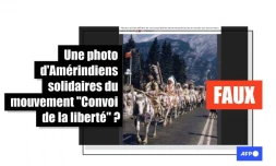   Cette photo ne montre pas des Amérindiens défiler en soutien aux "camionneurs pour la liberté"