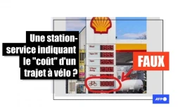   Une station-service indiquant le "coût" d'un trajet à vélo ? C'est un montage