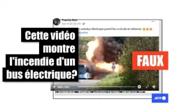   Cette vidéo montre l'incendie d'un bus au méthane et non d'un bus électrique