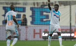 L'attaquant marseillais Bafétimbi Gomis, auteur du 2e but de son équipe face à Lorient au Vélodrome, le 26 août 2016