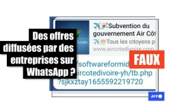   "Cliquez sur le lien", "remplissez une brève enquête"...Attention à ces messages qui se font passer pour des entreprises sur WhatsApp en Côte d'Ivoire