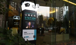 Une station Uber en face d'un hôtel à Chengdu, au sud-ouest de la Chine, le 20 mars 2016