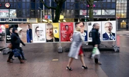 Affiches de campagne pour le scrutin présidentiel à Helsinki, en Finlande, le 27 janvier 2018