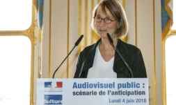 La ministre de la Culture Françoise Nyssen lors d'une conférence de presse le 4 juin 2018 à Paris