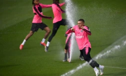 L'attaquant du PSG Kylian Mbappé lors d'un entraînement le 2 avril 2019 au Camp des Loges