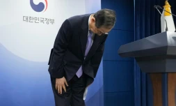 Le président sud-coréen par intérim et Premier ministre Han Duck-soo, le 24 mars 2025 à Séoul