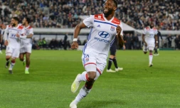 L'attaquant de Lyon Moussa Dembélé aprÚs un but à Bordeaux, le 26 avril 2019