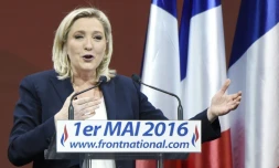 Marine Le Pen lors d'un discours à Paris le 1er mai 2016