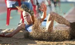 La sauteuse en longueur russe Darya Klishina lors des Championnats de Russie, Ă Cheboksary le 21 juin 2016
