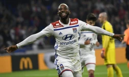 L'attaquant de Lyon Moussa Dembélé buteur lors de la victoire 2-0 à domicile face à Nîmes en 10e journée de L1 le 19 octobre 2018