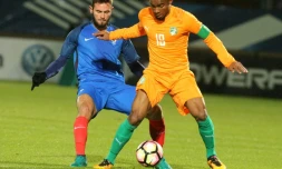 Le milieu de terrain français Lucas Tousart lors d'un match amical avec les Espoirs contre la Côte d'Ivoire, le 10 novembre 2016 à Beauvais