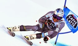 Aksel Lund Svindal lancé vers sa victoire dans le super-G de Val Gardena, le 14 décembre 2018