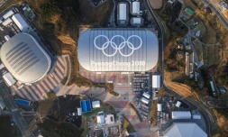 Vue aérienne du site des JO-2018 à Pyeongchang, le 28 décembre 2017